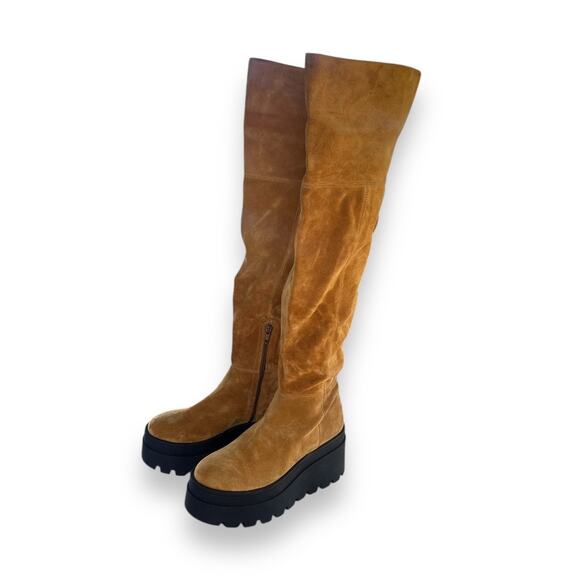Free People London Calling platform over the knee suede boots NEW - Picture 2 of 14